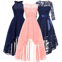 Load image into Gallery viewer, back dark blue halter Bow Bridesmaid Dresses