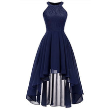 Load image into Gallery viewer, back dark blue halter Bow Bridesmaid Dresses
